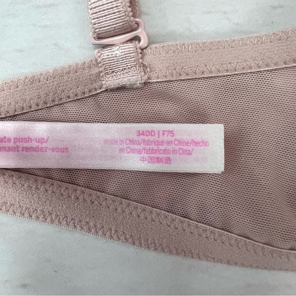 Victoria’s Secret Nude Pink Floral Lace Date Push Up Bra 34DD - Picture 6 of 6